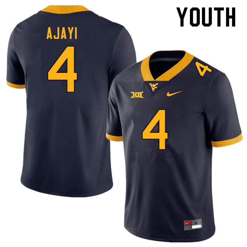 Youth #4 Rashad Ajayi West Virginia Mountaineers College Football Jerseys Sale-Navy